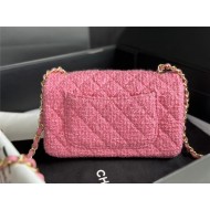 Chanel Mini Classic Flap Bag Tweed Rose-Pink High