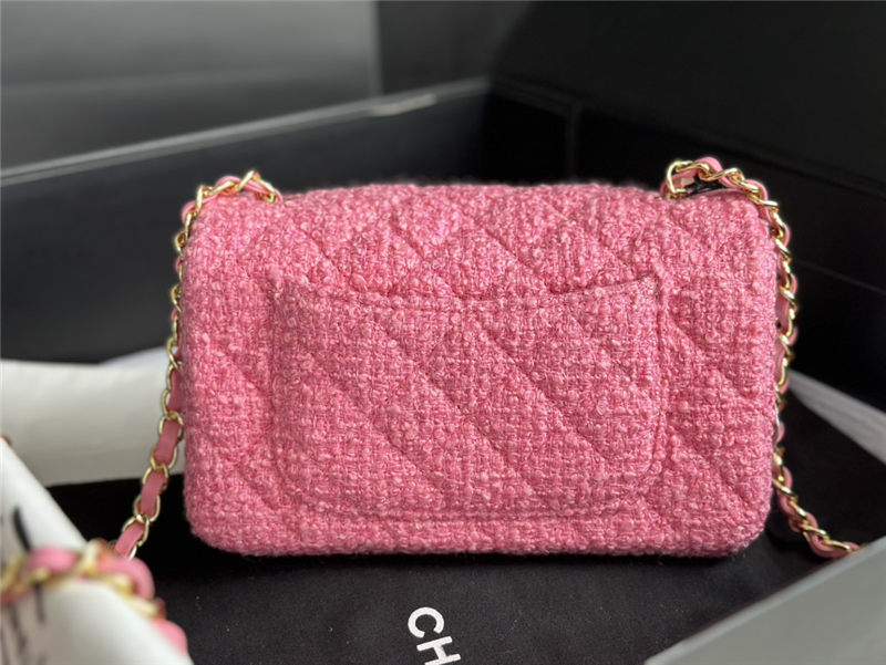 Chanel Mini Classic Flap Bag Tweed Rose-Pink High