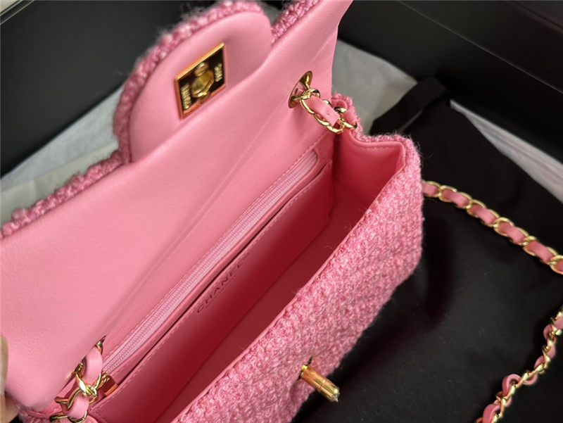 Chanel Mini Classic Flap Bag Tweed Rose-Pink High