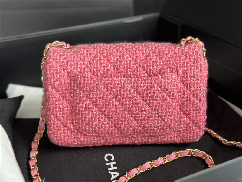 Chanel Mini Classic Flap Bag Tweed Rose-Red High