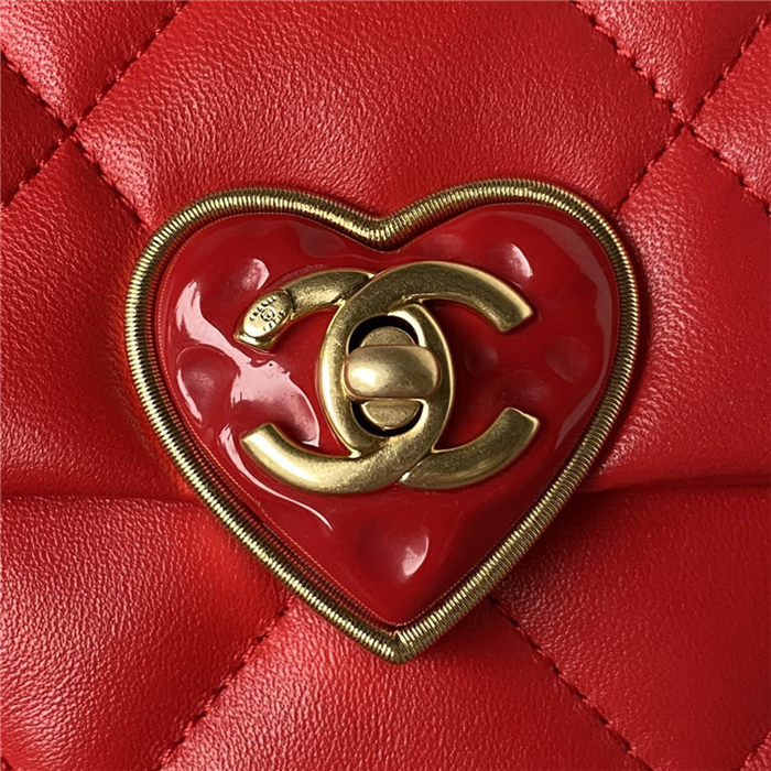 Chanel MINI FLAP BAG Lambskin,Plexi & Gold-Tone Metal AS3979 Red A