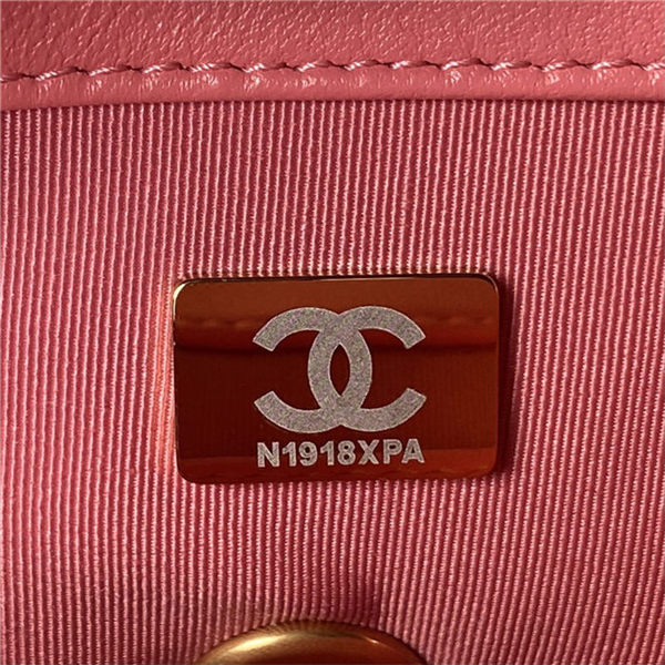 Chanel MINI FLAP BAG Lambskin,Plexi & Gold-Tone Metal AS3979 Pink A