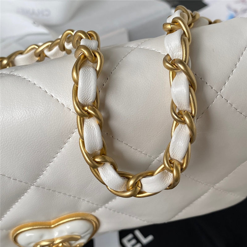 Chanel SMALL FLAP BAG Lambskin,Plexi & Gold-Tone Metal AS3986 White A