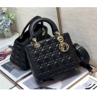 MEDIUM LADY Dior BAG Cannage Lambskin Black High 