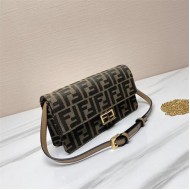 Fendi Wallet On Chain Baguette FF Fabric Brown High