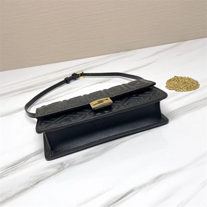 Fendi Wallet On Chain Baguette Nappa Leather Black High