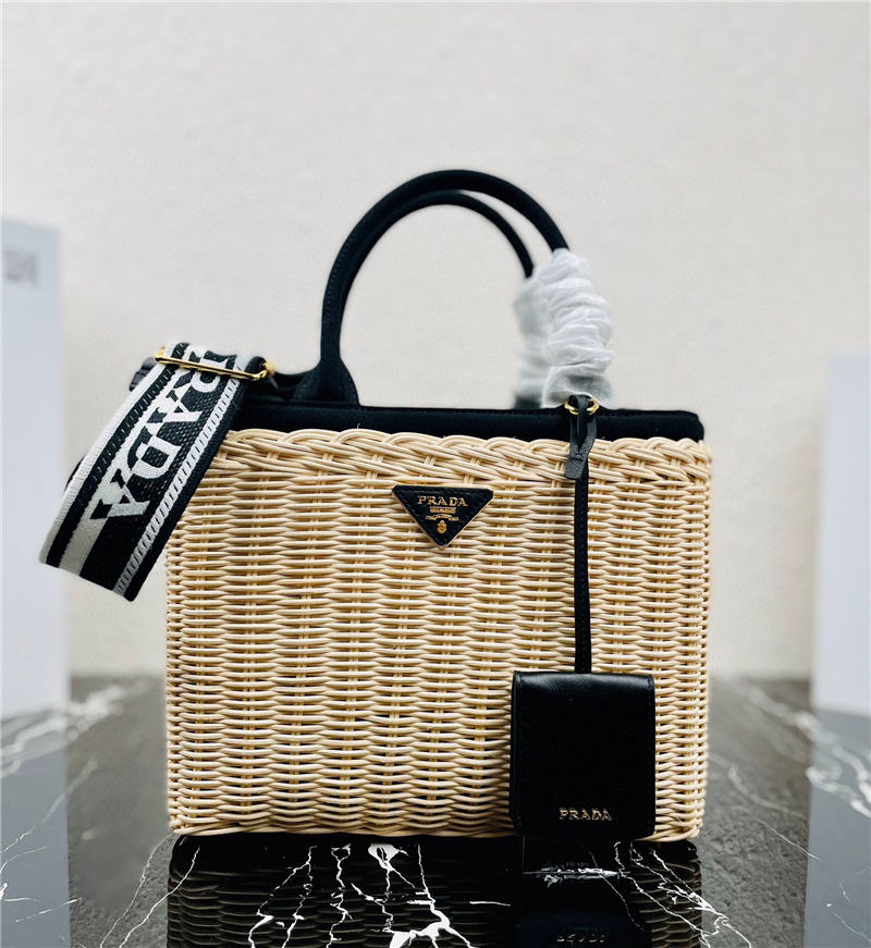 Prada Woven tote bag 1BG835 Black High