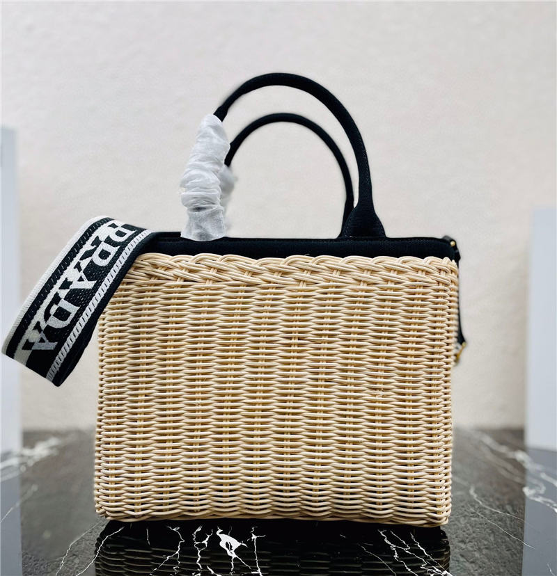 Prada Woven tote bag 1BG835 Black High