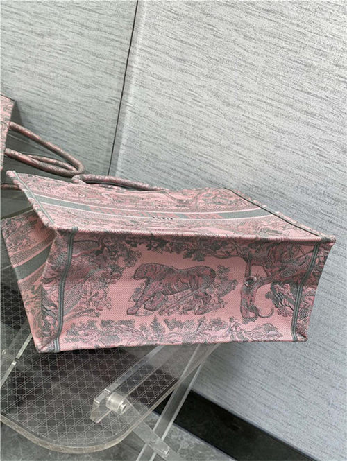 LARGE Dior BOOK TOTE Toile de Jouy Embroidery Pink&Grey High