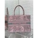 MEDIUM Dior BOOK TOTE Toile de Jouy Embroidery Pink&Grey High