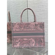 MEDIUM Dior BOOK TOTE Toile de Jouy Embroidery Pink&Grey High