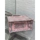 SMALL Dior BOOK TOTE Toile de Jouy Embroidery Pink&Grey High