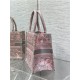 SMALL Dior BOOK TOTE Toile de Jouy Embroidery Pink&Grey High