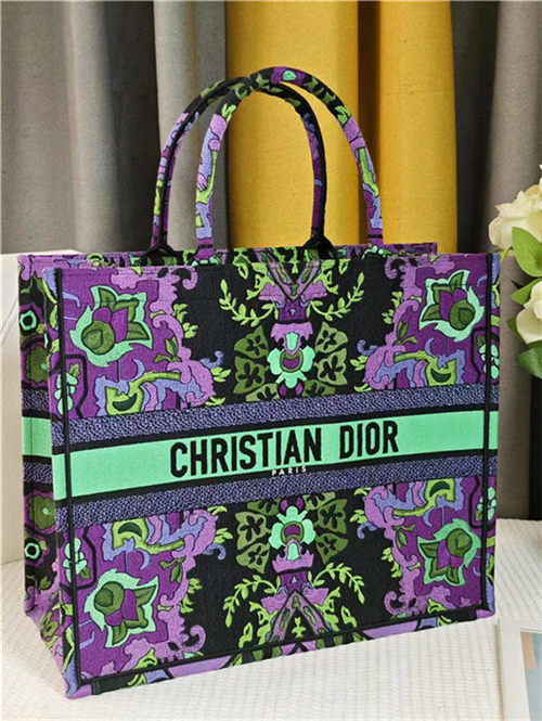 LARGE Dior BOOK TOTE Dior Indian Purple Embroidery High