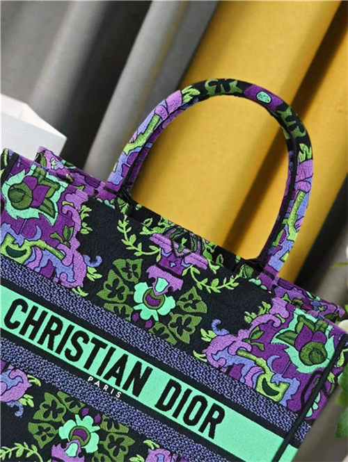 MEDIUM Dior BOOK TOTE Dior Indian Purple Embroidery High