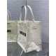 MEDIUM Dior BOOK TOTE Embroidered with 3D Flowers White High