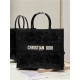 LARGE Dior BOOK TOTE Embroidered with 3D Flowers Black High