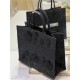 LARGE Dior BOOK TOTE Embroidered with 3D Flowers Black High