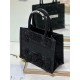 SMALL Dior BOOK TOTE Embroidered with 3D Flowers Black High