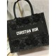 SMALL Dior BOOK TOTE Embroidered with 3D Flowers Black High