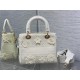 MEDIUM LADY D-LITE BAG Embroidered with 3D Flowers White High