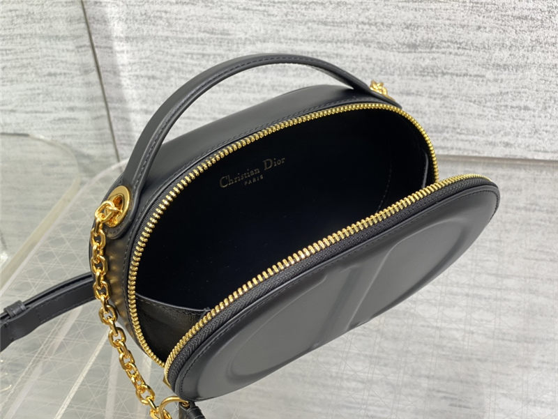 CD SIGNATURE OVAL CAMERA BAG Calfskin with Embossed CD Signature Black High