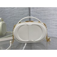 CD SIGNATURE OVAL CAMERA BAG Calfskin with Embossed CD Signature White High