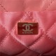 Chanel 22 MINI HANDBAG Shiny Calfskin Pink-Dk & Gold-Tone Metal AS3980 High