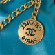 Chanel 22 MINI HANDBAG Shiny Calfskin Blue-Dk & Gold-Tone Metal AS3980 High