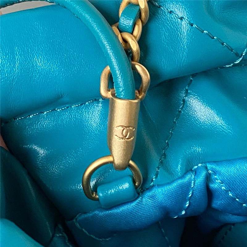 Chanel 22 MINI HANDBAG Shiny Calfskin Blue-Dk & Gold-Tone Metal AS3980 High