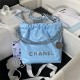 Chanel 22 MINI HANDBAG Shiny Calfskin Blue & Silver-Tone Metal AS3980 High