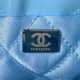 Chanel 22 MINI HANDBAG Shiny Calfskin Blue & Silver-Tone Metal AS3980 High