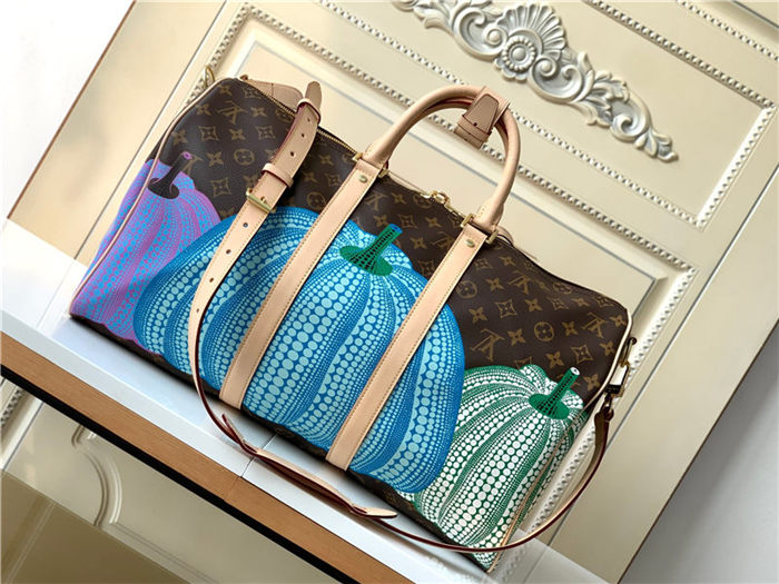 Louis Vuitton LV x YK Keepall 45 Monogram coated canvas with colorful Pumpkin print M46471 High