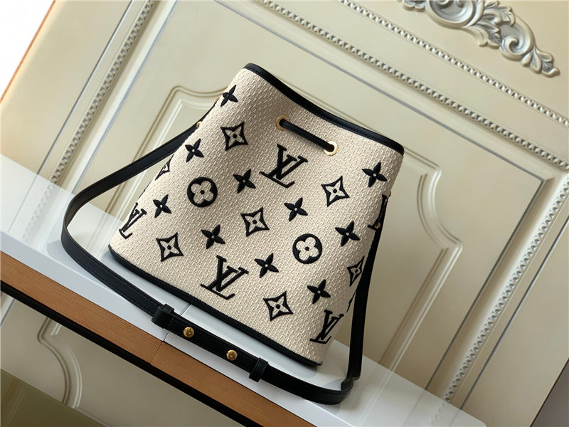 Louis Vuitton NÉONOÉ MM BAG Lotus cotton M23080 Beige Noir High