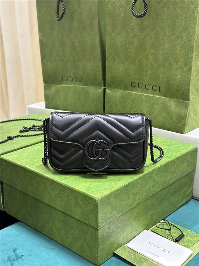 GG MARMONT MATELASSÉ SUPER MINI BAG 476433 Black High