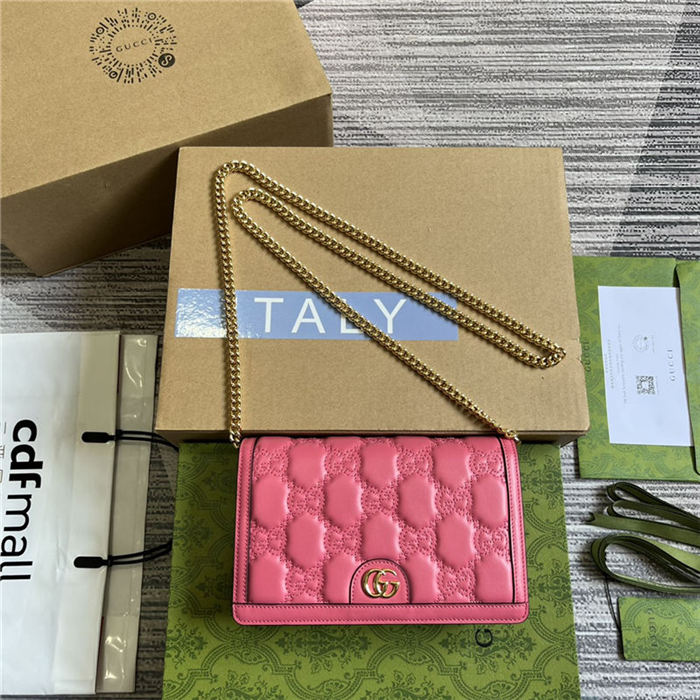 Gucci GG Matelassé chain wallet 723787 Leather Fuchsia-Pink High