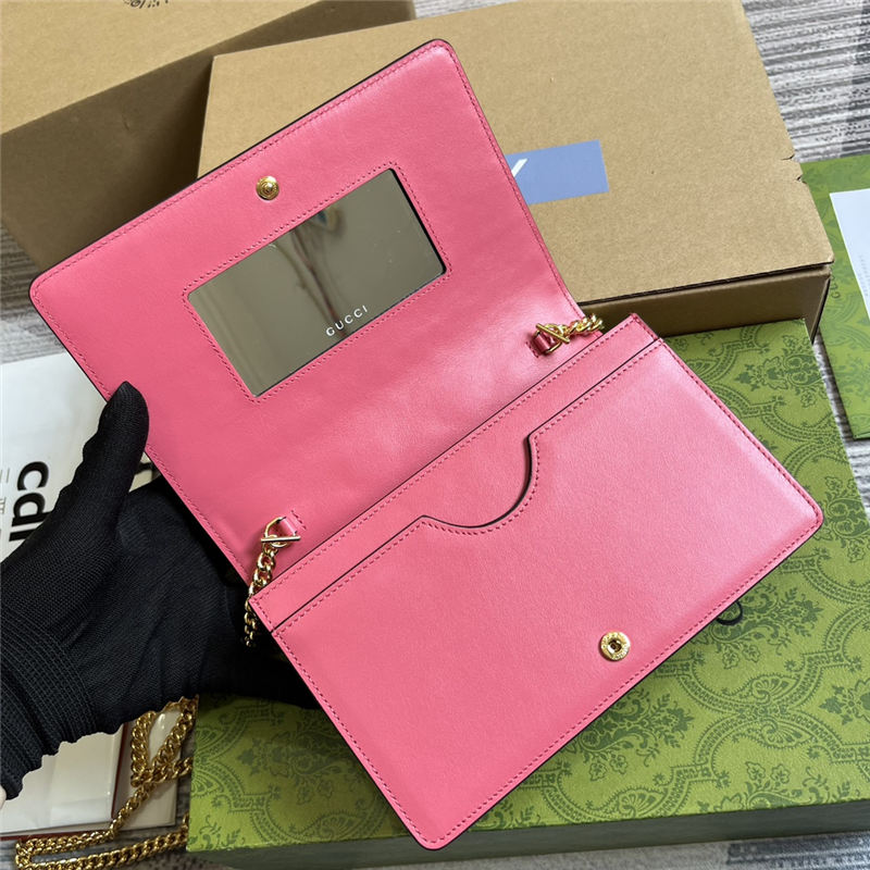 Gucci GG Matelassé chain wallet 723787 Leather Fuchsia-Pink High