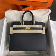 Hermes Birkin Sellier Bag 25cm Epsom Leather WAX Black Gold-Metal High