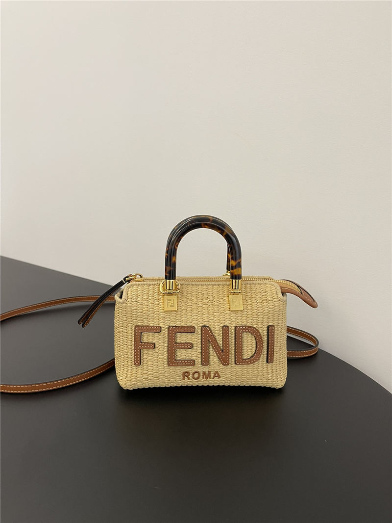 Fendi By The Way Mini Boston bag Straw Natural High