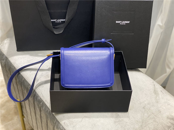 SOLFERINO SMALL SATCHEL IN BOX SAINT LAURENT LEATHER Blue High