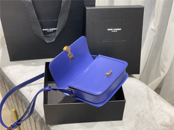 SOLFERINO SMALL SATCHEL IN BOX SAINT LAURENT LEATHER Blue High