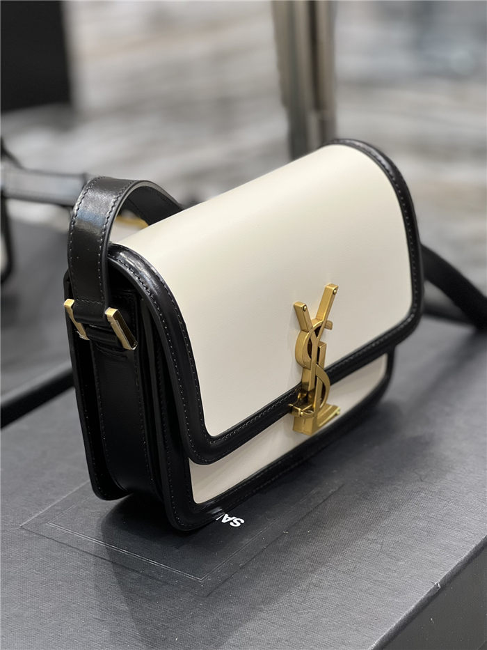 SOLFERINO SMALL SATCHEL IN BOX SAINT LAURENT LEATHER Black/White High