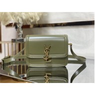 SOLFERINO SMALL SATCHEL IN BOX SAINT LAURENT LEATHER Green High