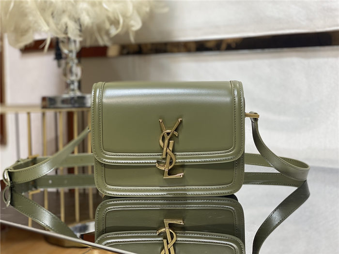 SOLFERINO SMALL SATCHEL IN BOX SAINT LAURENT LEATHER Green High