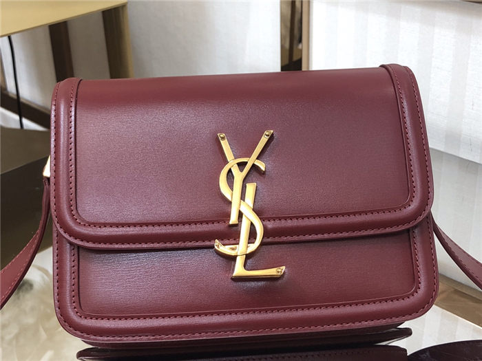 SOLFERINO SMALL SATCHEL IN BOX SAINT LAURENT LEATHER Burgundy High