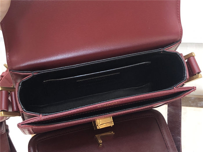 SOLFERINO SMALL SATCHEL IN BOX SAINT LAURENT LEATHER Burgundy High