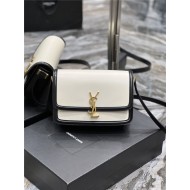 SOLFERINO MEDIUM SATCHEL IN BOX SAINT LAURENT LEATHER Black/White High