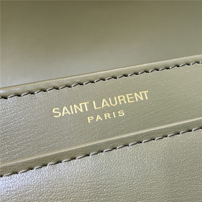 SOLFERINO MEDIUM SATCHEL IN BOX SAINT LAURENT LEATHER Green High