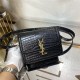 SOLFERINO SMALL SATCHEL IN CROCODILE-EMBOSSED SHINY LEATHER Black High