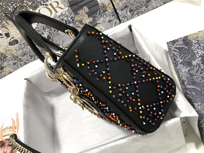 MINI LADY Dior BAG Cannage Calfskin with Beaded Embroidery High